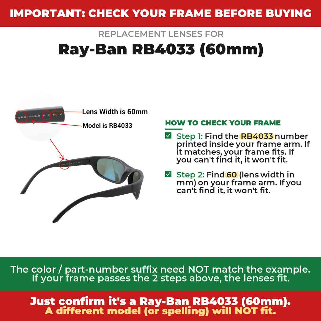 Verify your Ray-Ban RB4033 (60mm) frame