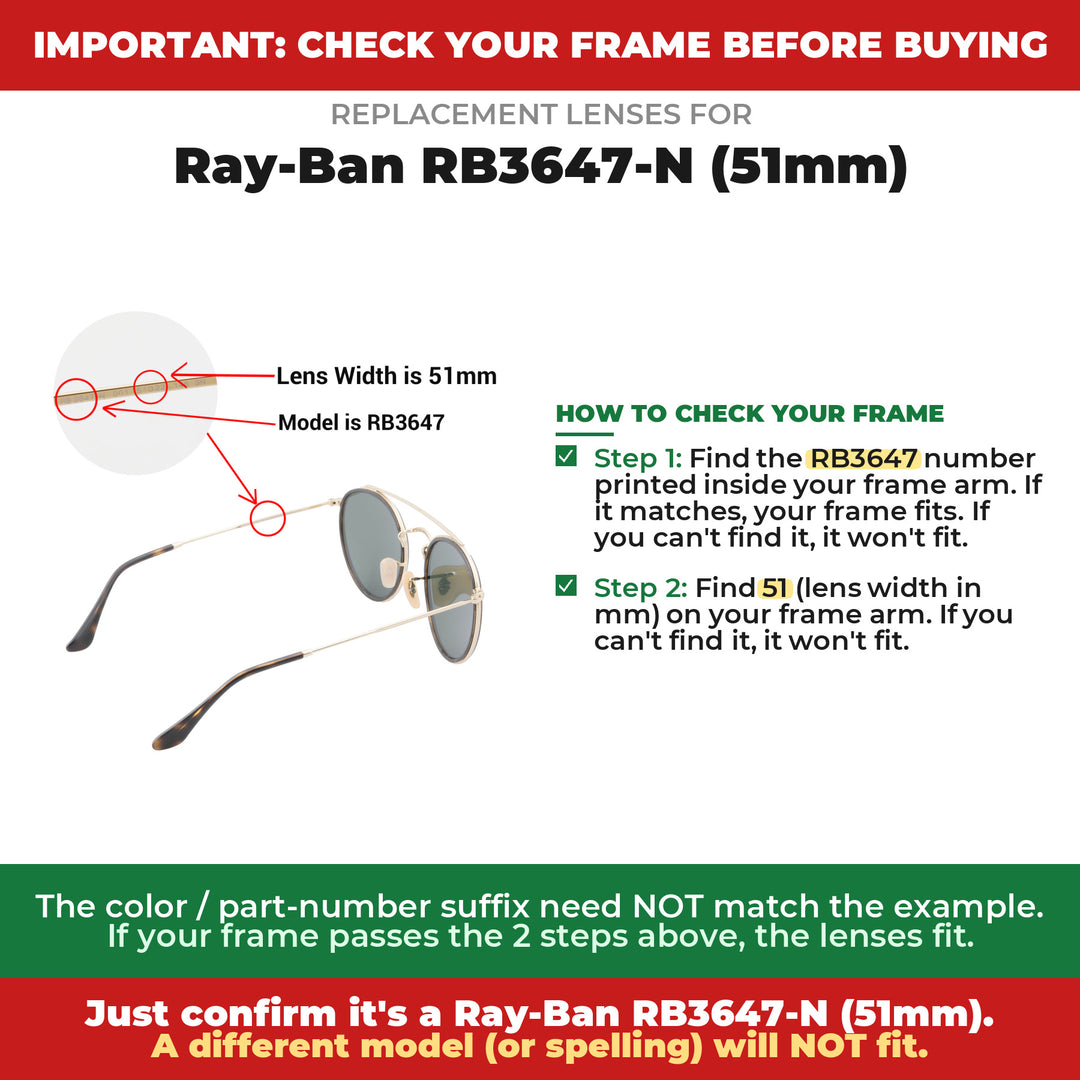 Verify your Ray-Ban RB3647-N (51mm) frame