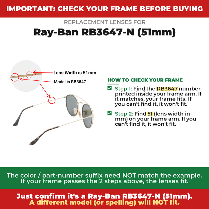 Verify your Ray-Ban RB3647-N (51mm) frame