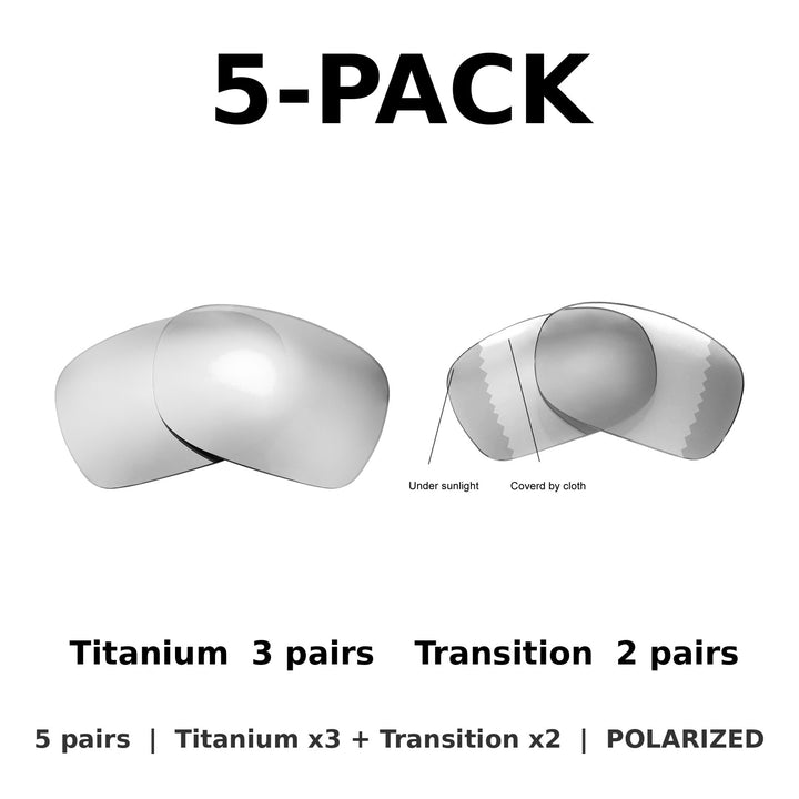 5-Pack Polarized: Titanium x3 + Transition x2