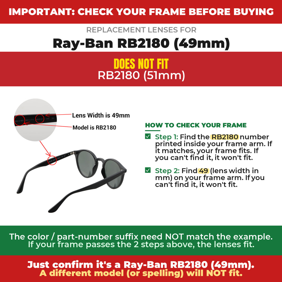 Verify your Ray-Ban RB2180 (49mm) frame