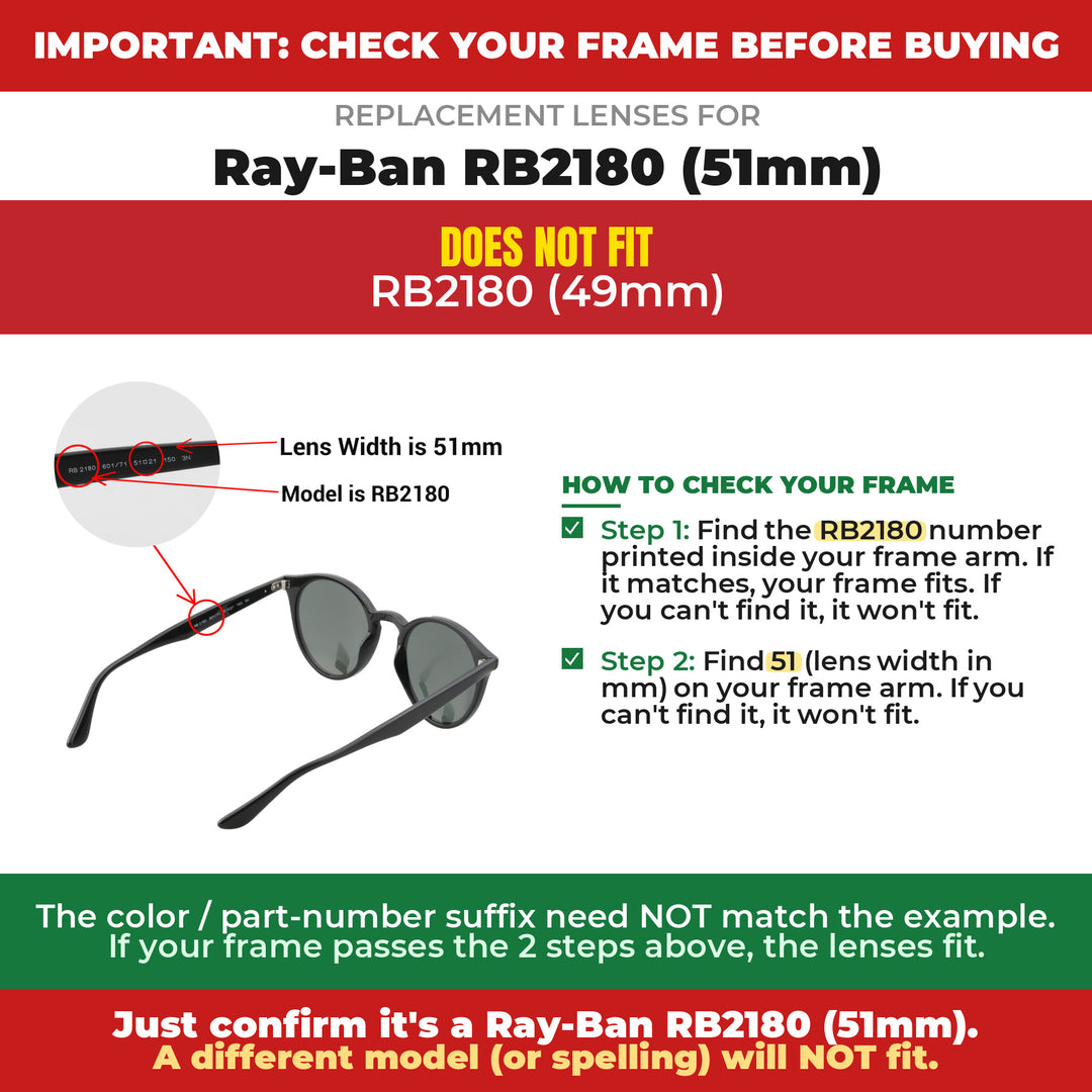 Verify your Ray-Ban RB2180 (51mm) frame