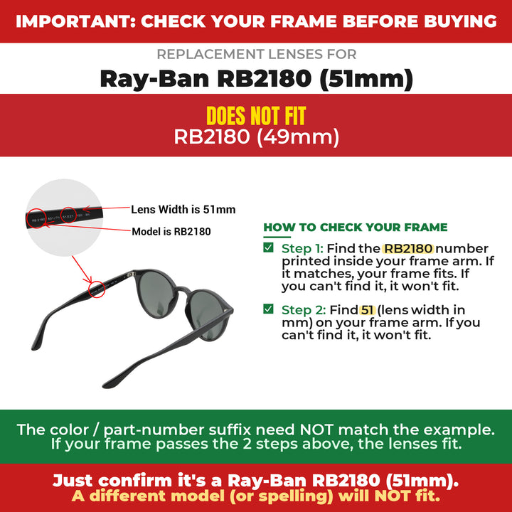 Verify your Ray-Ban RB2180 (51mm) frame