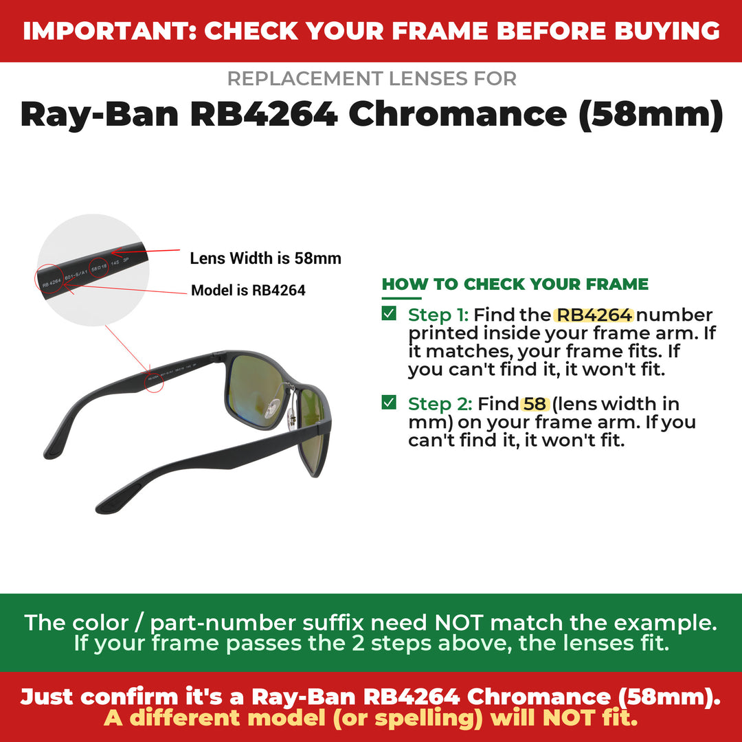 Verify your Ray-Ban RB4264 Chromance (58mm) frame