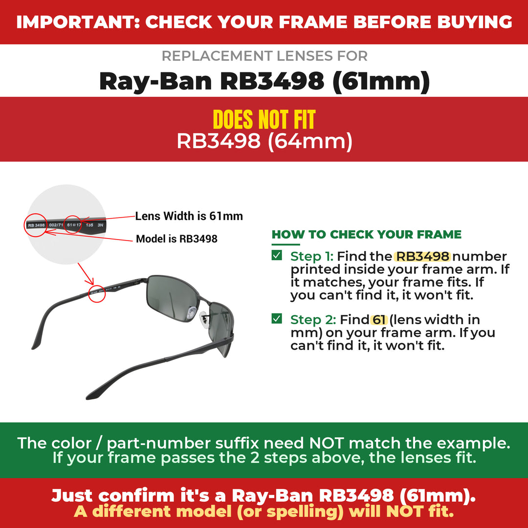 Verify your Ray-Ban RB3498 (61mm) frame