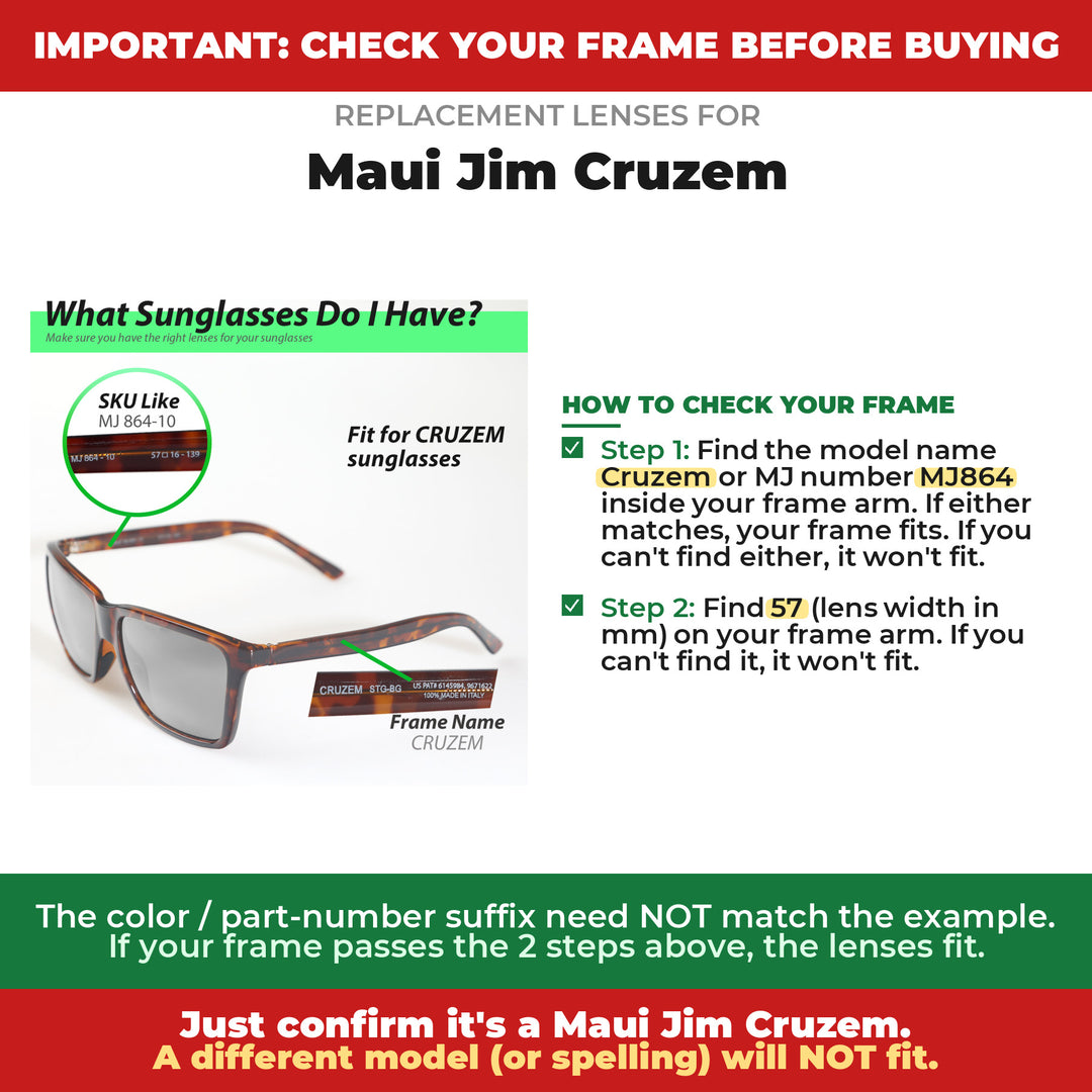 Verify your Maui Jim Cruzem frame