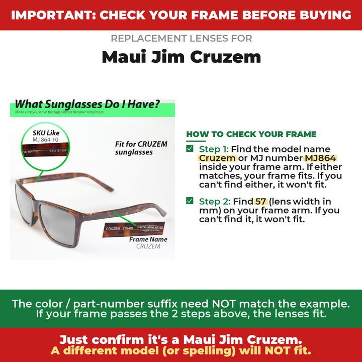 Verify your Maui Jim Cruzem frame