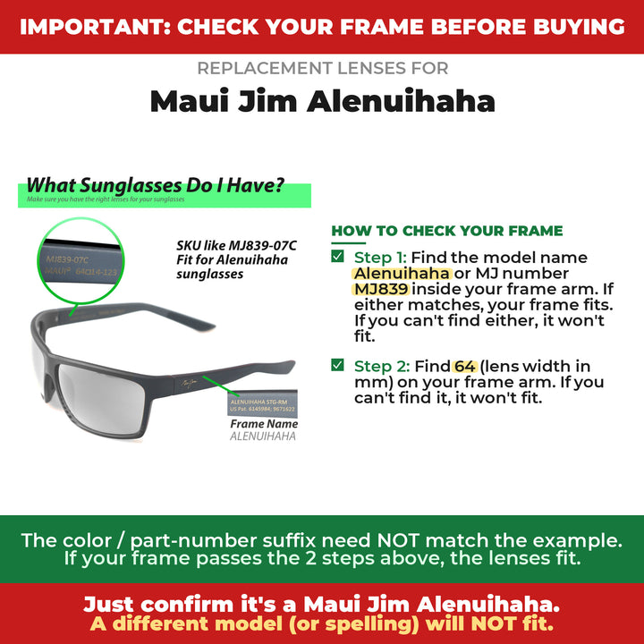 Verify your Maui Jim Alenuihaha frame