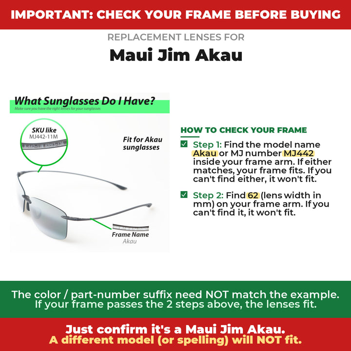 Verify your Maui Jim Akau frame