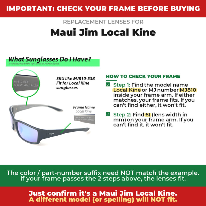 Verify your Maui Jim Local Kine frame