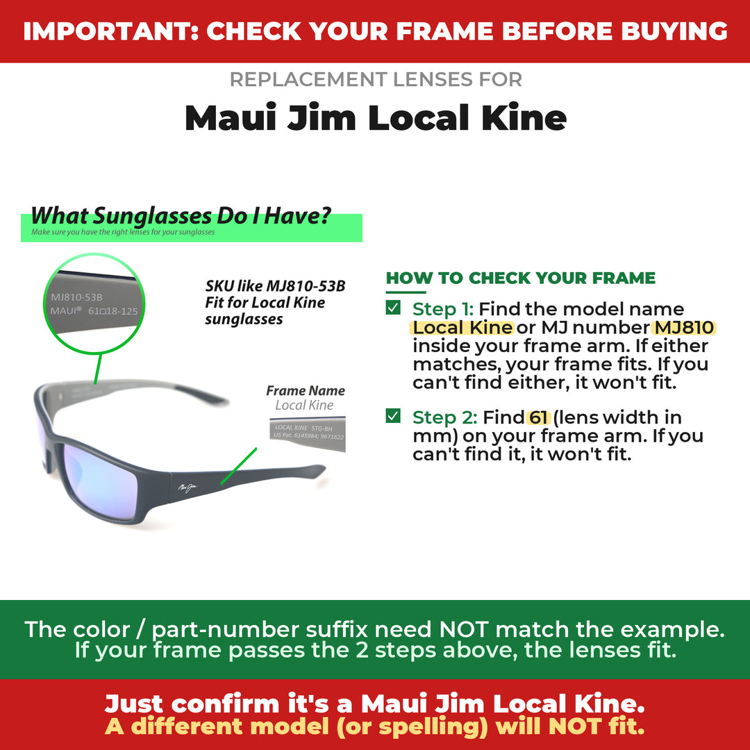 Verify your Maui Jim Local Kine frame