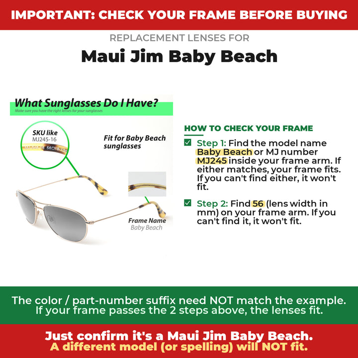 Verify your Maui Jim Baby Beach frame