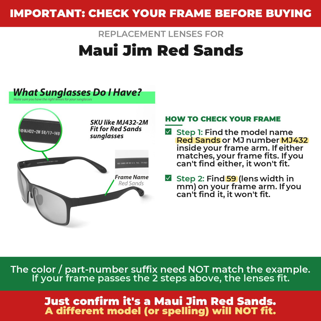 Verify your Maui Jim Red Sands frame
