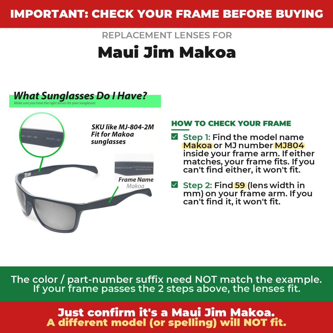 Verify your Maui Jim Makoa frame