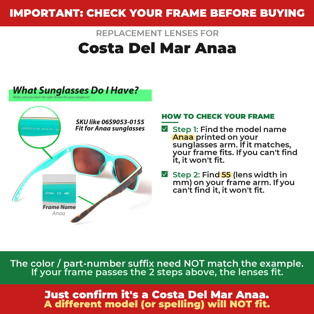 Verify your Costa Del Mar Anaa frame