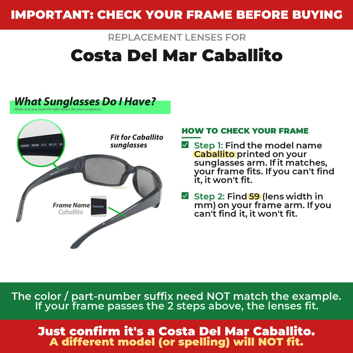 Verify your Costa Del Mar Caballito frame