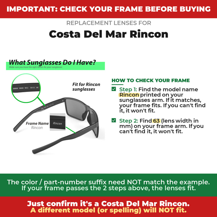 Verify your Costa Del Mar Rincon frame