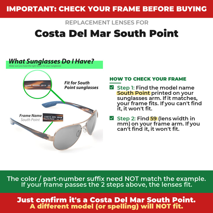 Verify your Costa Del Mar South Point frame