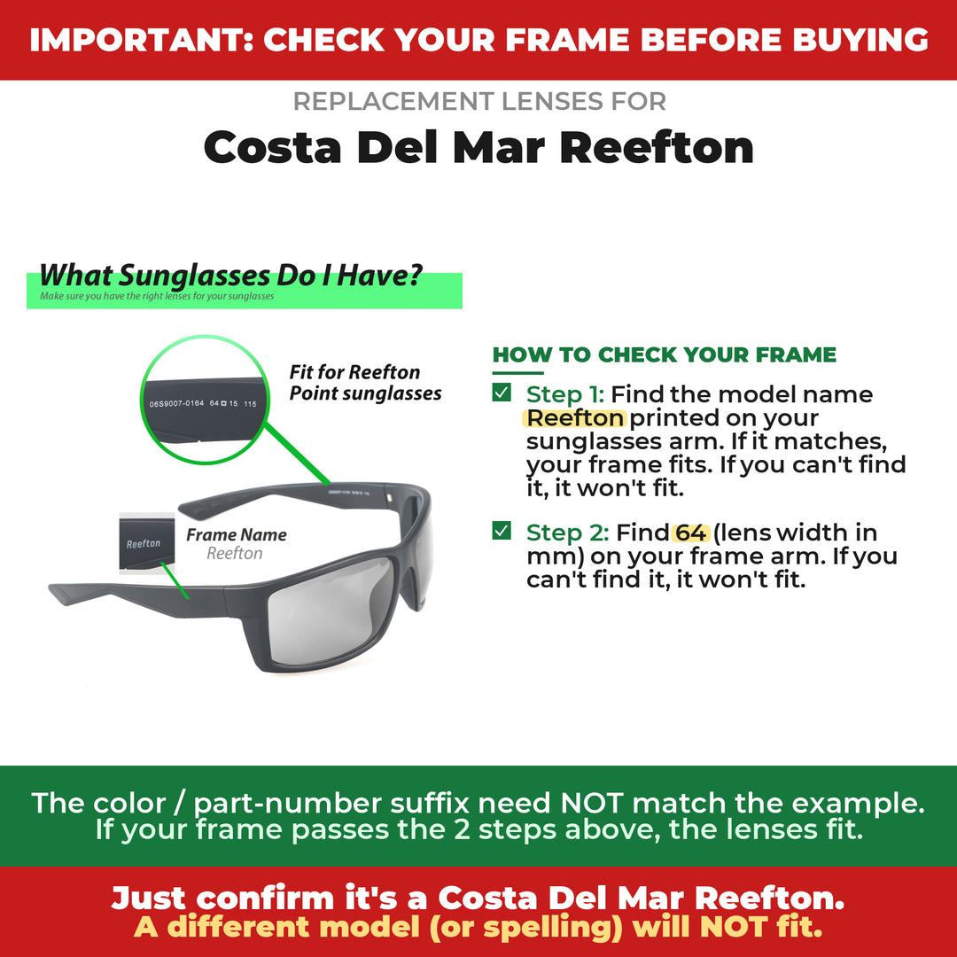 Verify your Costa Del Mar Reefton frame