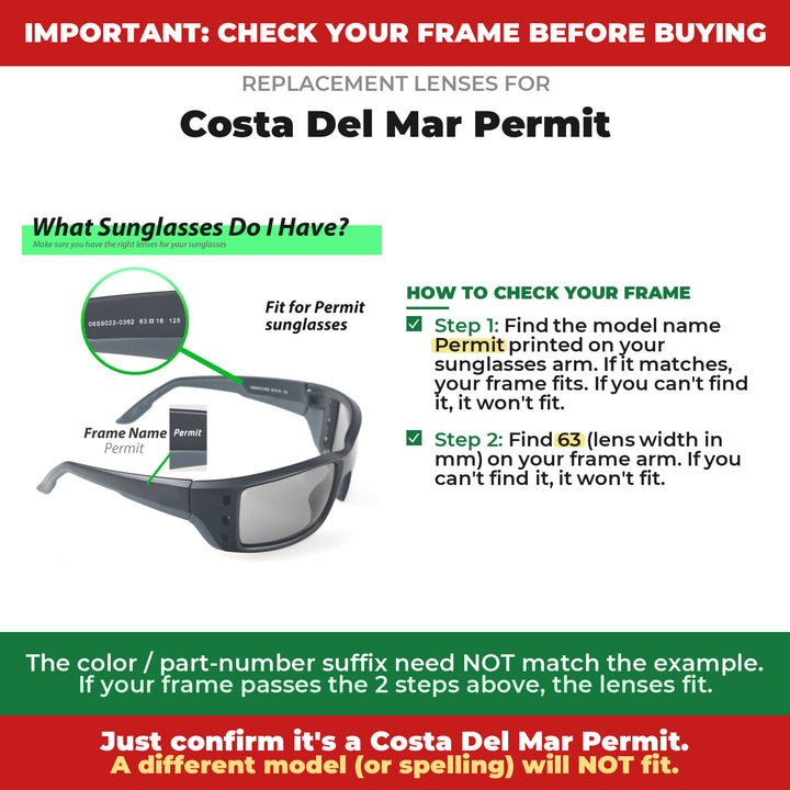 Verify your Costa Del Mar Permit frame
