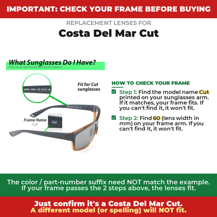 Verify your Costa Del Mar Cut frame