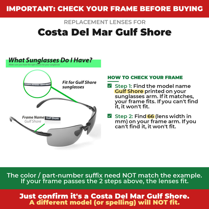 Verify your Costa Del Mar Gulf Shore frame