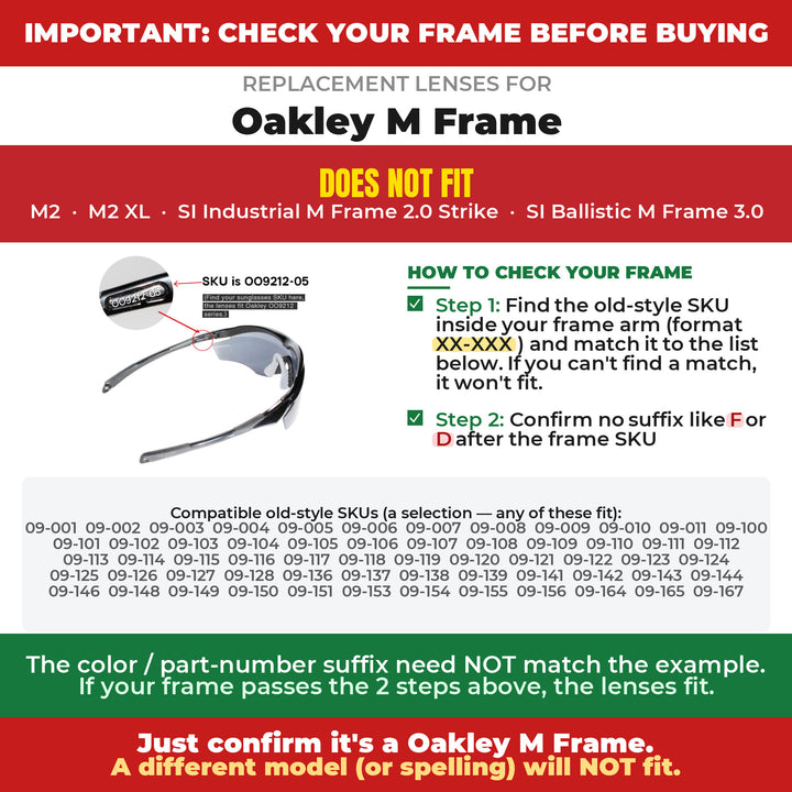 Verify your Oakley M Frame frame