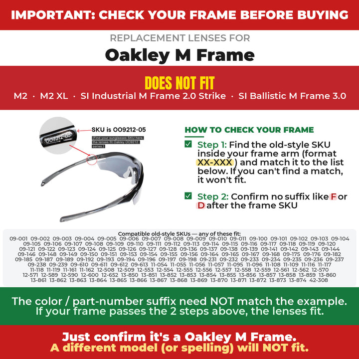 Verify your Oakley M Frame frame
