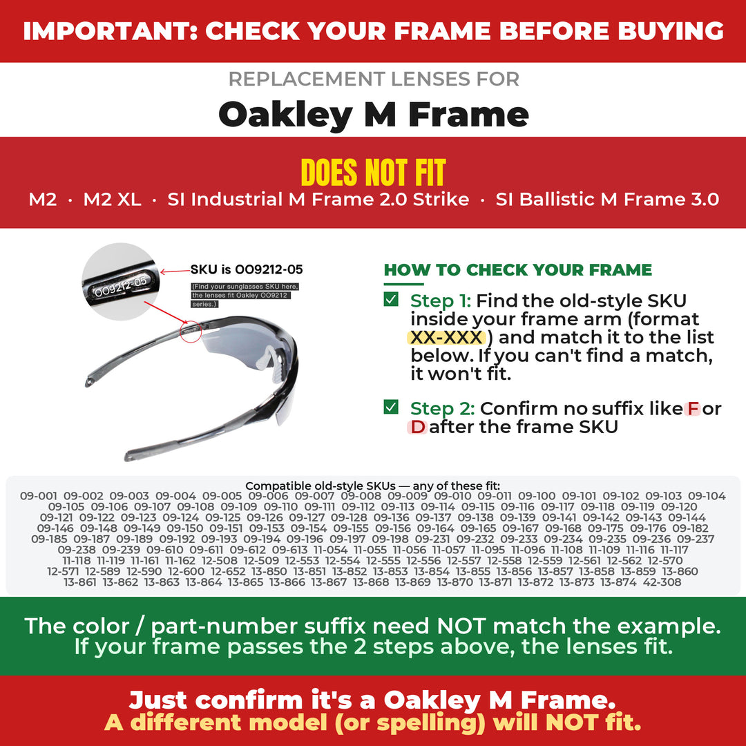 Verify your Oakley M Frame frame