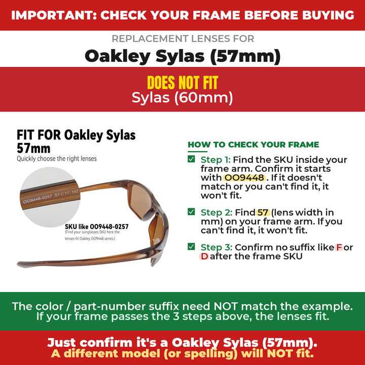 Verify your Oakley Sylas (57mm) frame