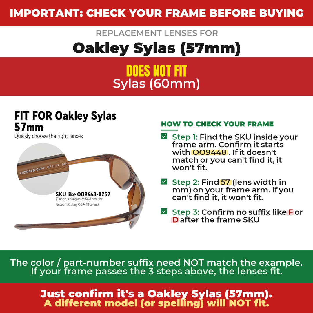 Verify your Oakley Sylas (57mm) frame