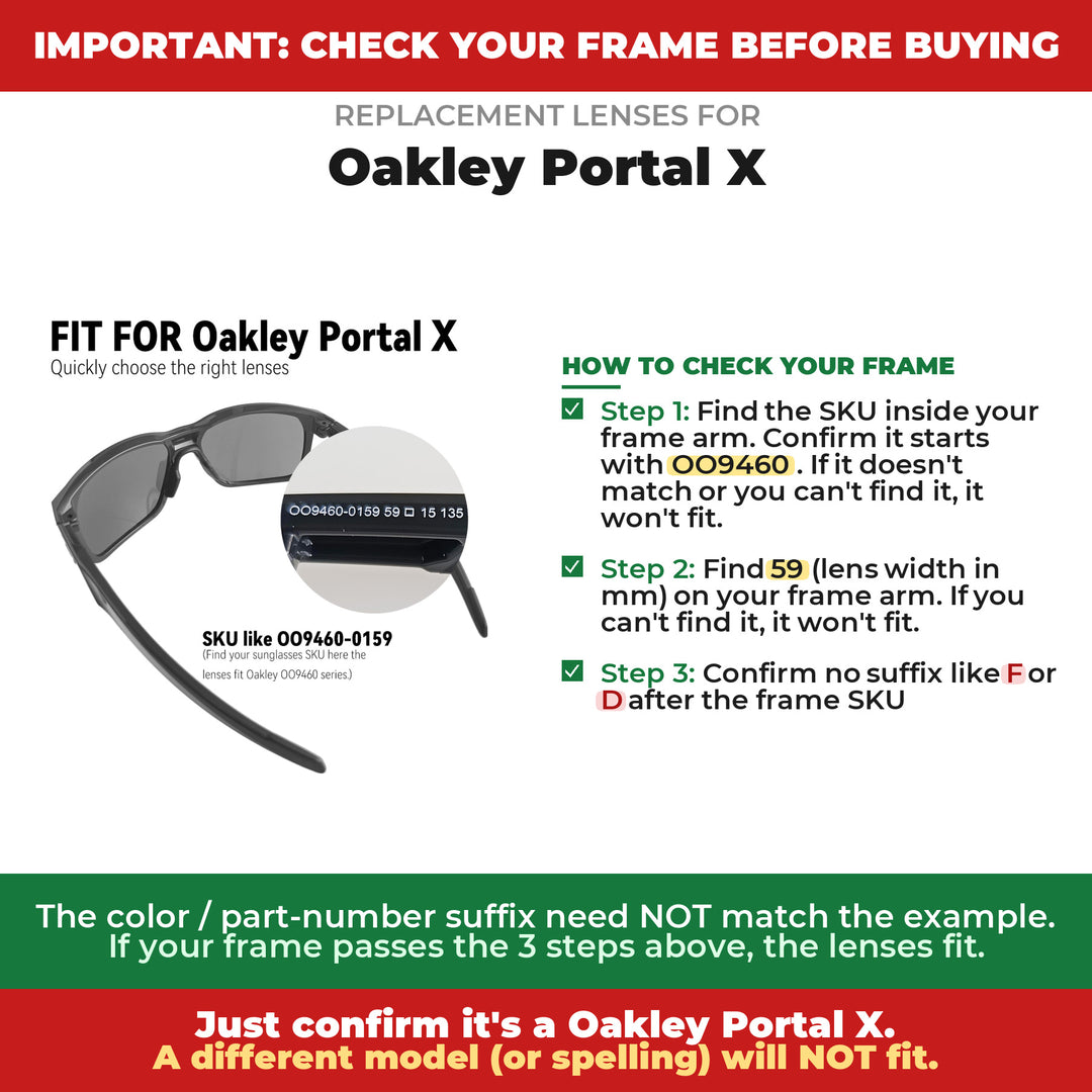 Verify your Oakley Portal X frame