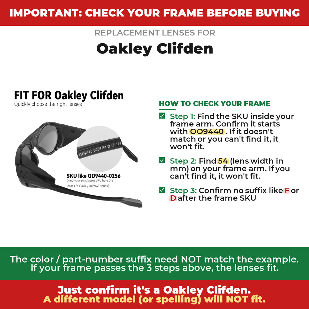 Verify your Oakley Clifden frame