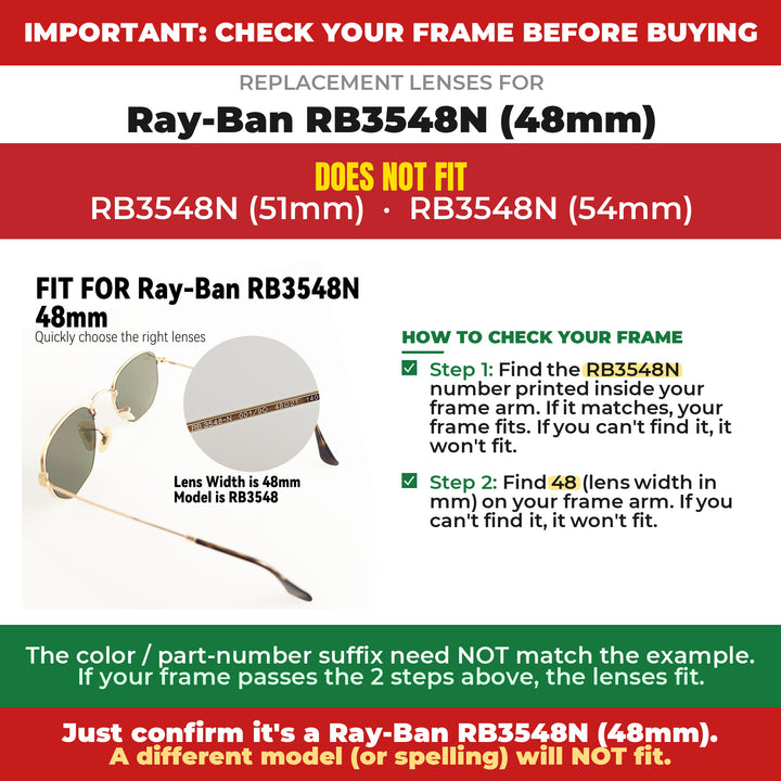 Verify your Ray-Ban RB3548N (48mm) frame
