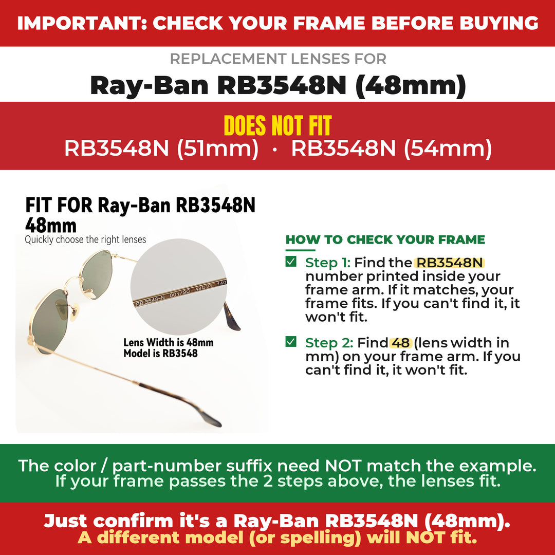 Verify your Ray-Ban RB3548N (48mm) frame
