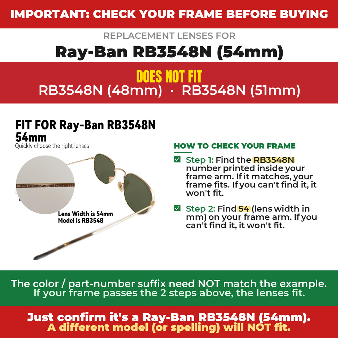 Verify your Ray-Ban RB3548N (54mm) frame