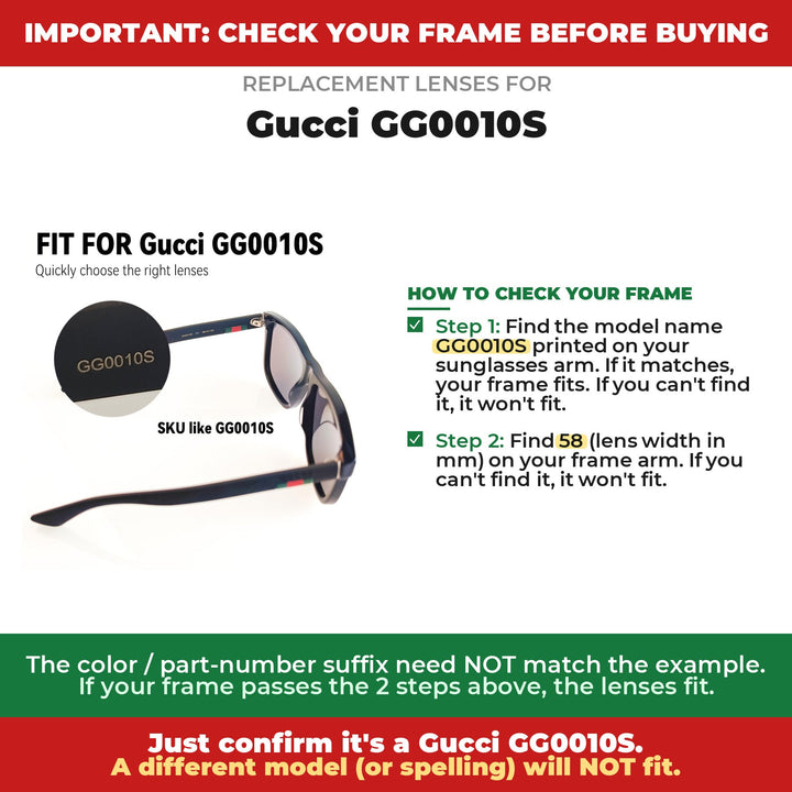 Verify your Gucci GG0010S frame