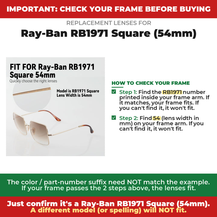 Verify your Ray-Ban RB1971 Square (54mm) frame