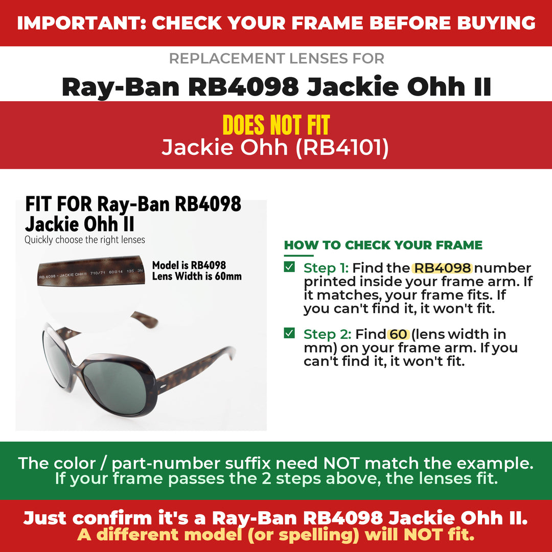 Verify your Ray-Ban RB4098 Jackie Ohh II frame