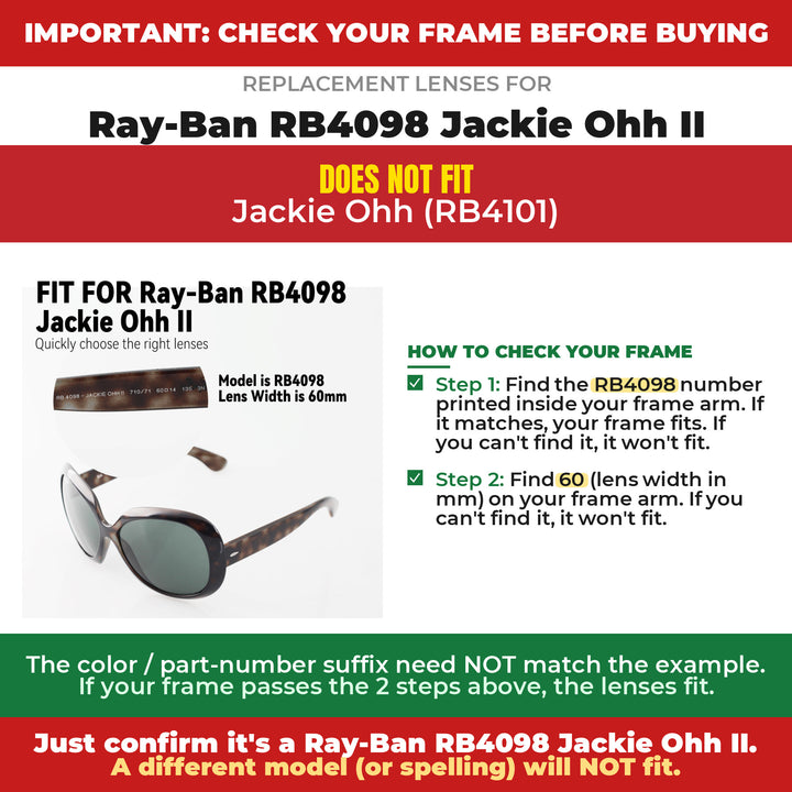 Verify your Ray-Ban RB4098 Jackie Ohh II frame