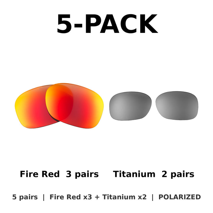 5-Pack Polarized: Fire Red x3 + Titanium x2