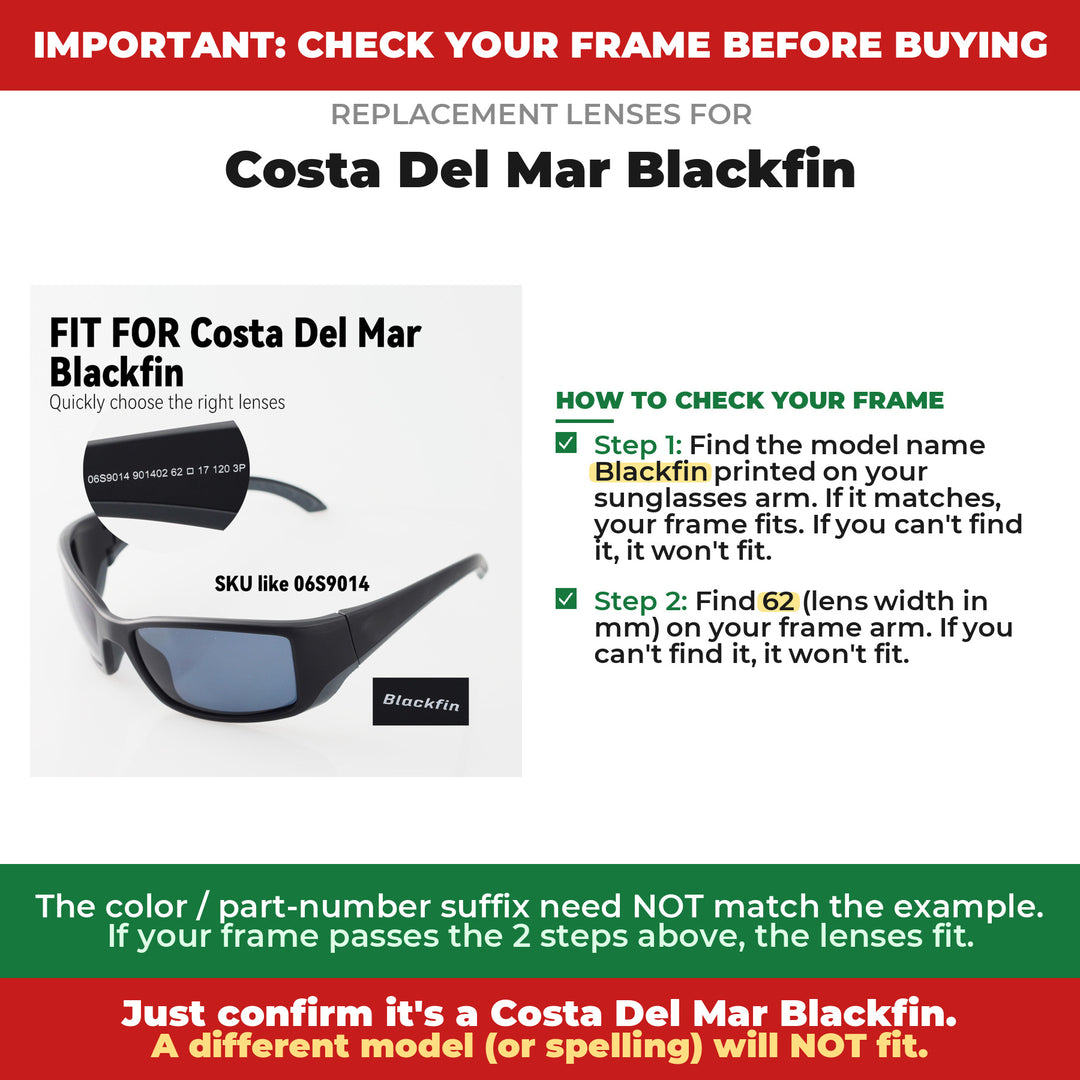 Verify your Costa Del Mar Blackfin frame
