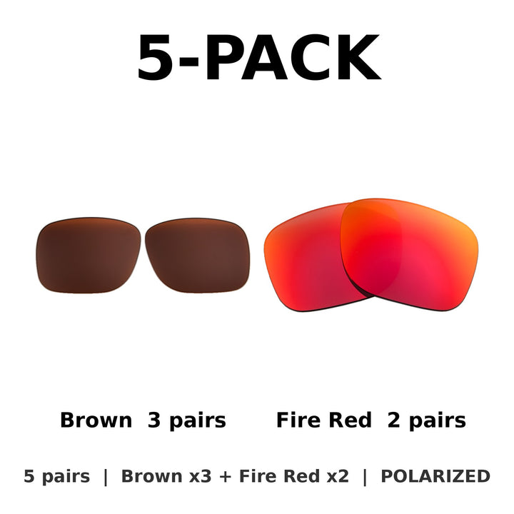 5-Pack Polarized: Brown x3 + Fire Red x2
