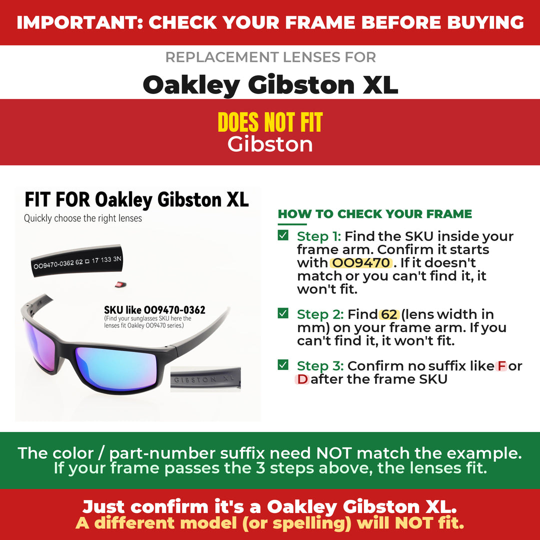 Verify your Oakley Gibston XL frame