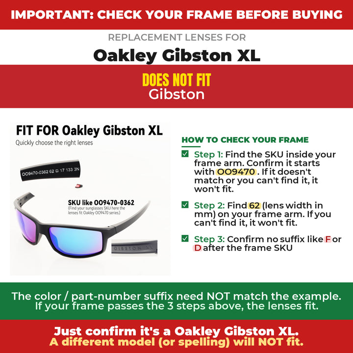 Verify your Oakley Gibston XL frame