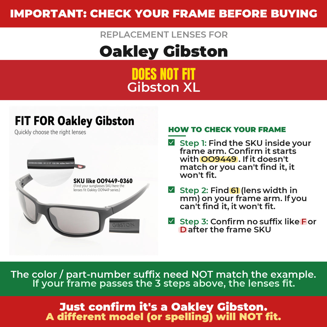 Verify your Oakley Gibston frame