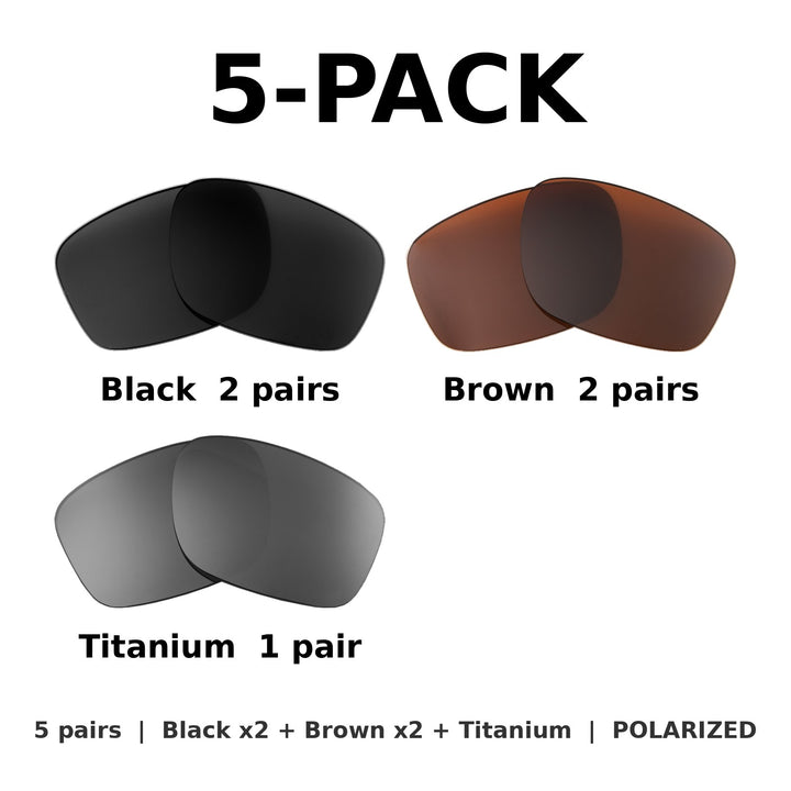 5-Pack Polarized: Black x2 + Brown x2 + Titanium