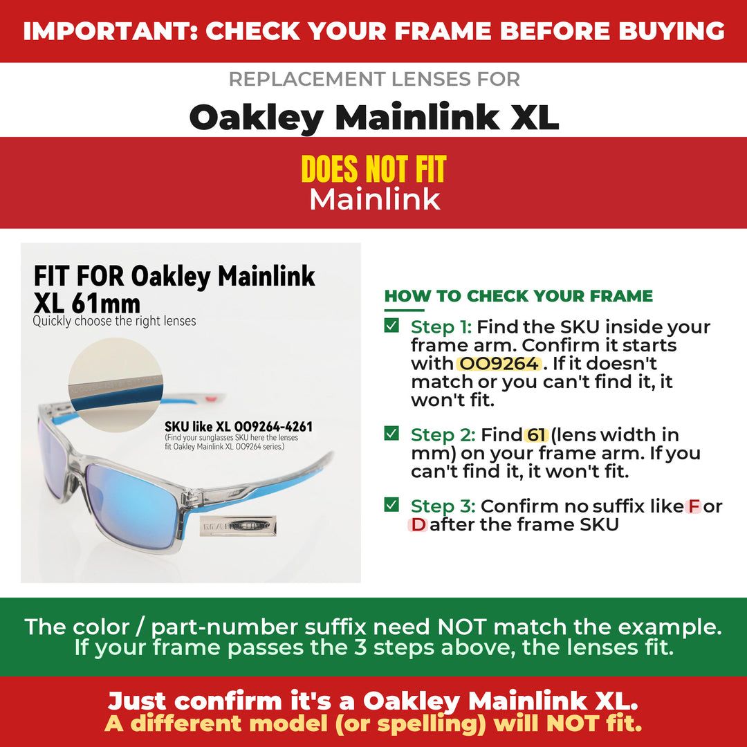 Verify your Oakley Mainlink XL frame