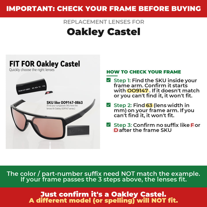 Verify your Oakley Castel frame