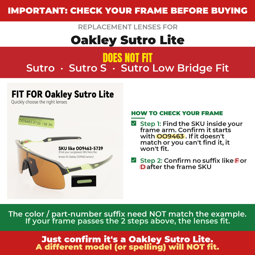Verify your Oakley Sutro Lite frame